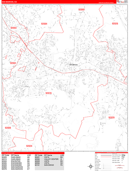 San Marcos Map Red Line Style